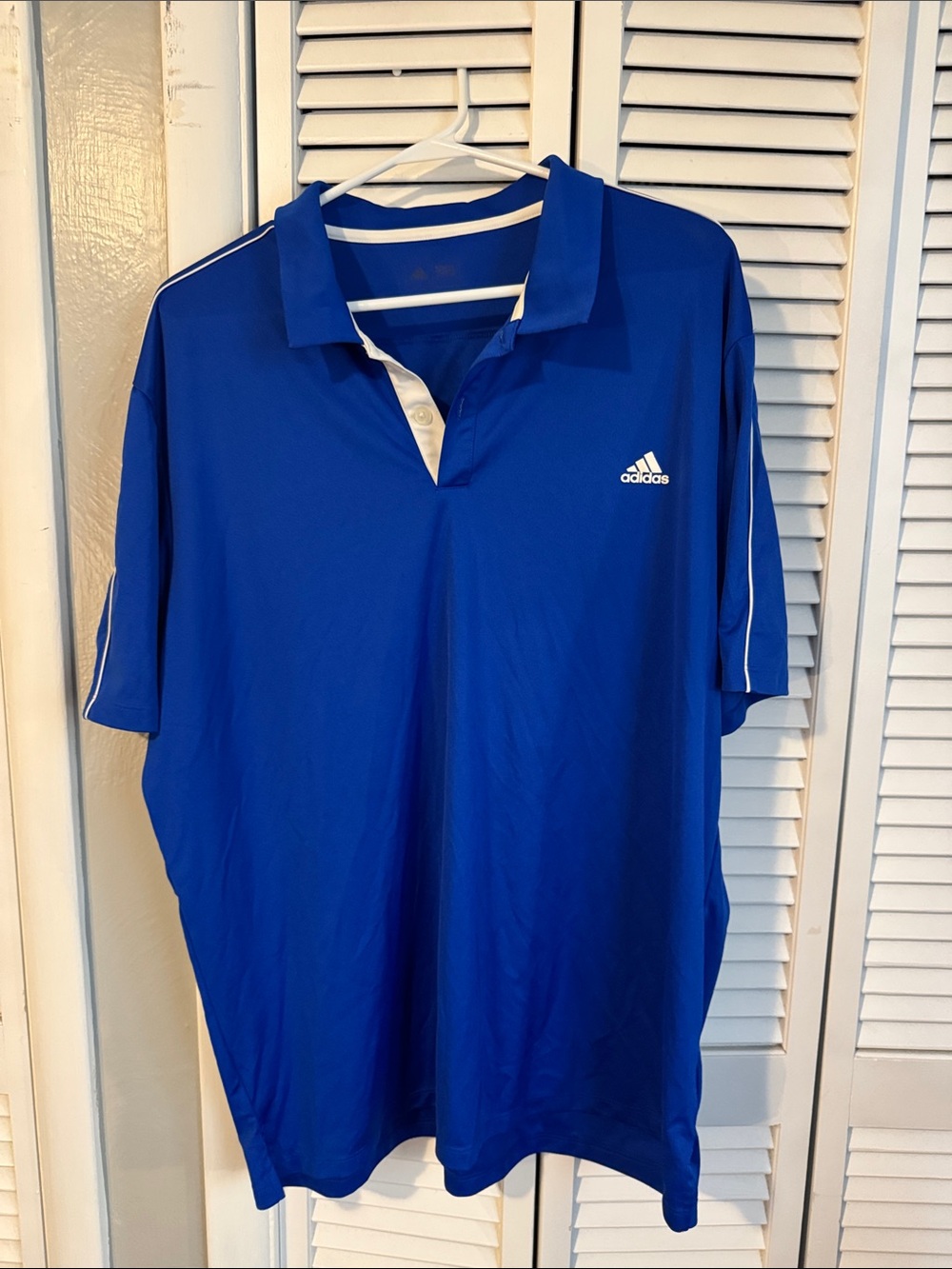adidas Men's Royal Blue Polo with White Trim